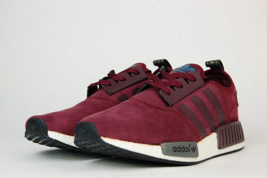 кроссовки мужские Adidas NMD Runner R1 Suede Burgundy Maroon