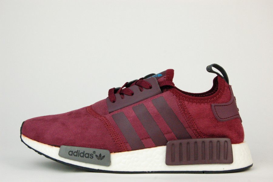 кроссовки мужские Adidas NMD Runner R1 Suede Burgundy Maroon
