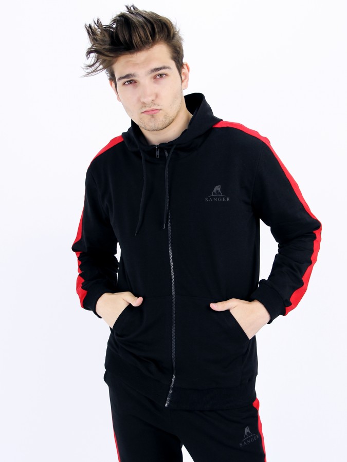 Спортивный костюм Sanger Black / Red Stripe