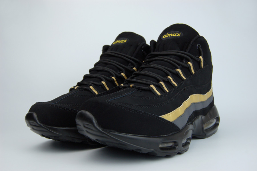 кроссовки Nike Air Max 95 High Fur Black Gold