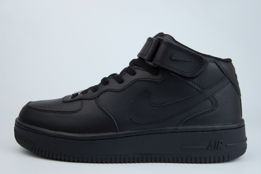 кроссовки Nike Air Force 1 Mid Fur Triple Black