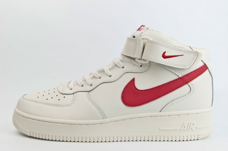 кроссовки Nike Air Force 1 Mid Cream / Red