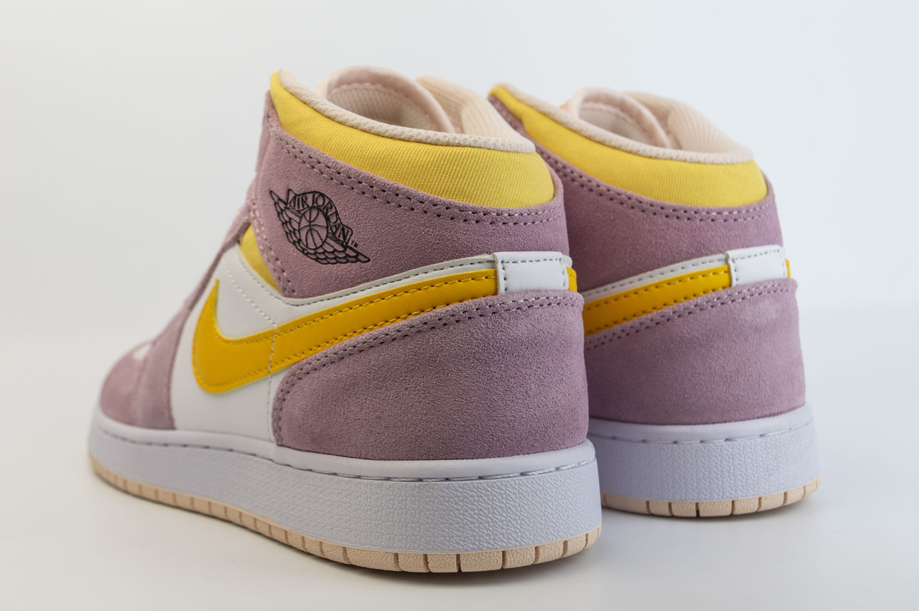 pink white and yellow jordans