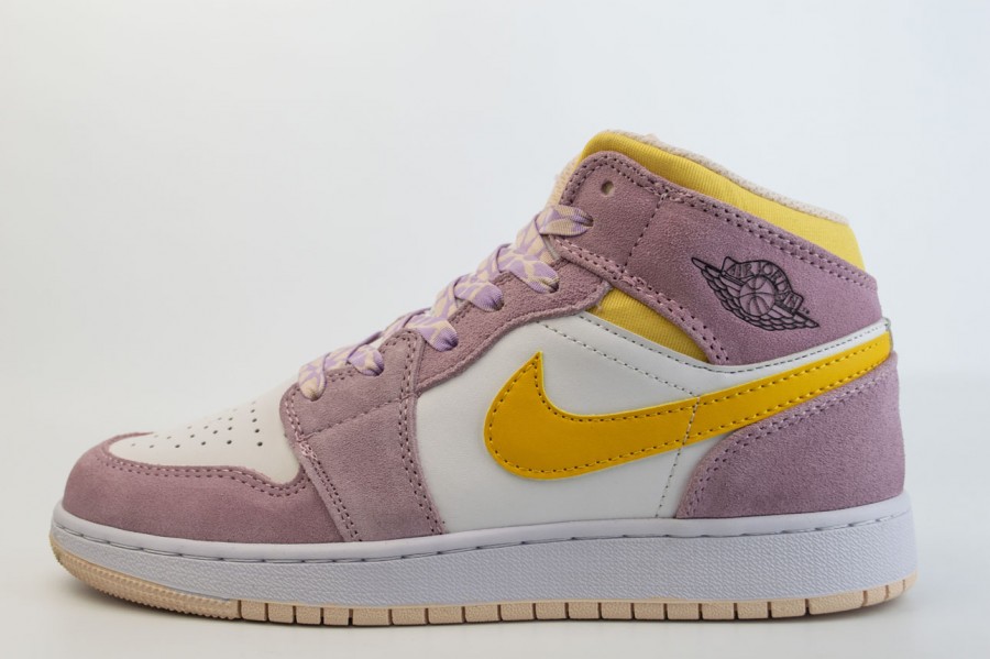 кроссовки Nike Air Jordan 1 Wmns Pink / White / Yellow