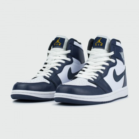 кроссовки Nike Air Jordan 1 White / D.Blue with Fur