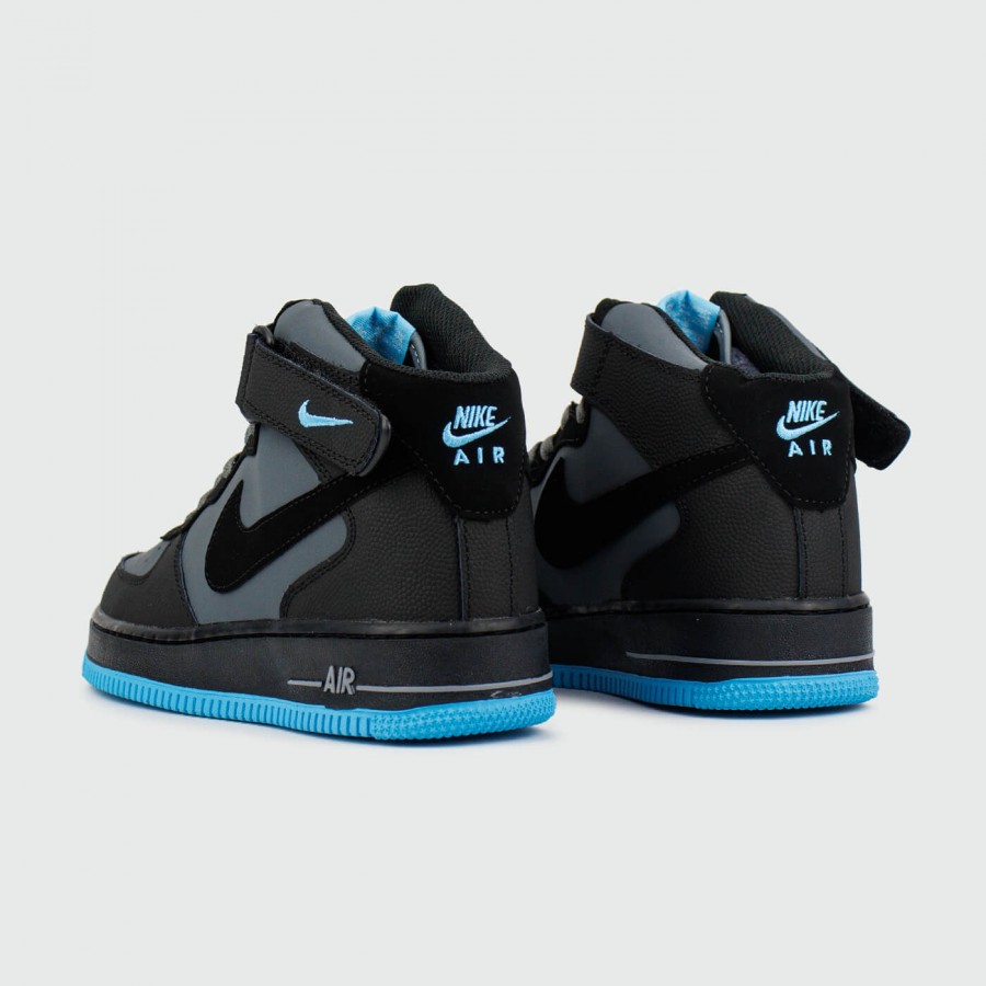 кроссовки Nike Air Force 1 Mid Grey / Blue with Fur