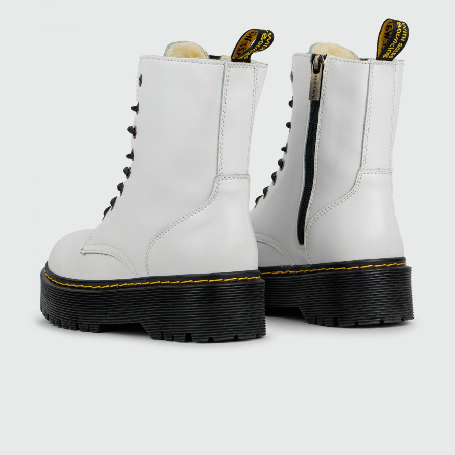 ботинки Dr. Martens 1460 White Black Leather with Fur