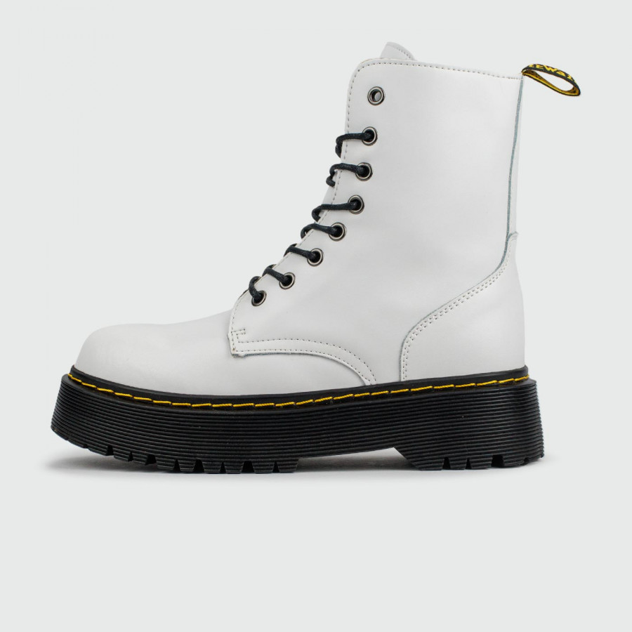 ботинки Dr. Martens 1460 White Black Leather with Fur