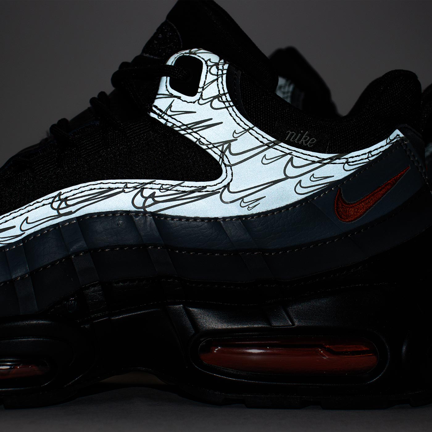 Кроссовки Nike Air Max 95 Grey Black / Red with Fur